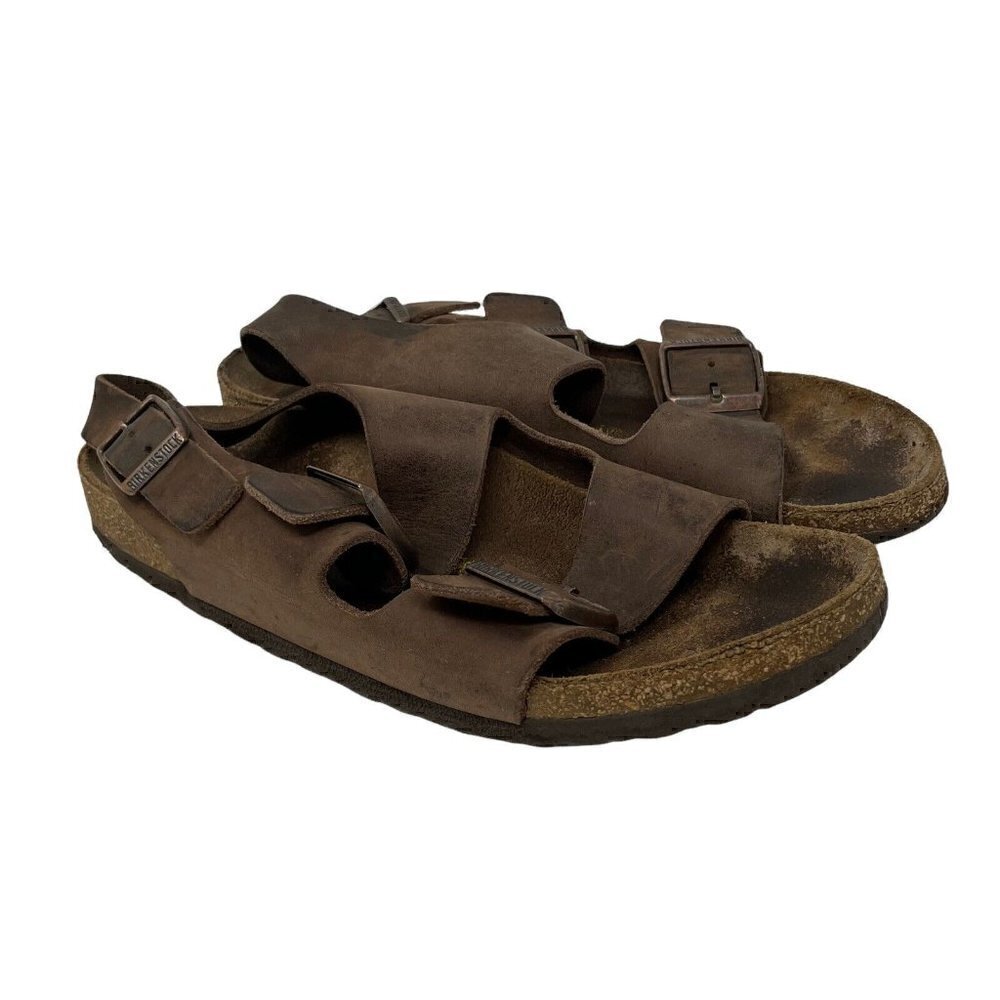 Birkenstock Milano Womens Size 40 US 9 Brown Leather Slingback Strap Sandals